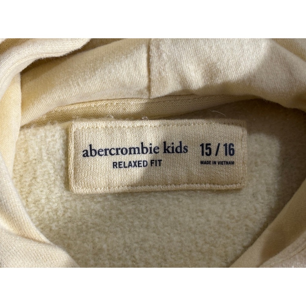 Abercrombie & Fitch Cream Palm Tree Embroidered Hoodie Sweatshirt Mens XS - Picture 12 of 12